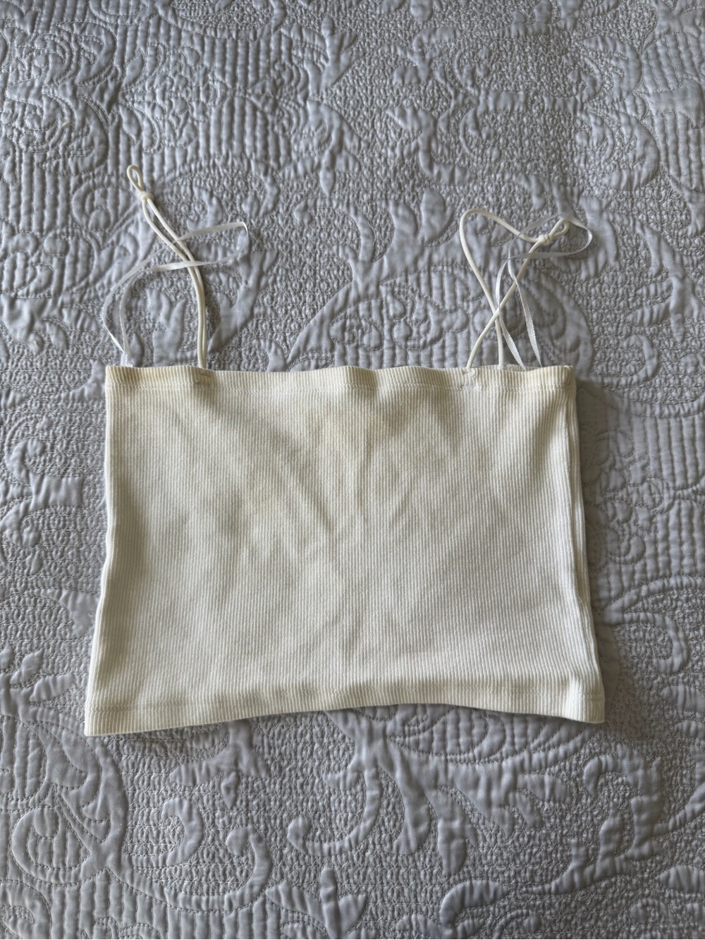 Women's White Ribbed Cropped Tank Top